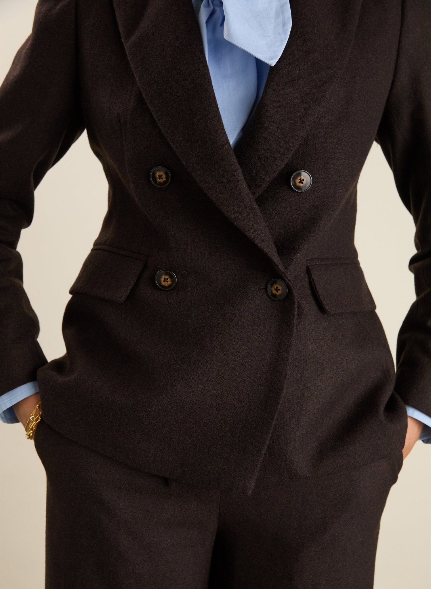 Cissy Wool Blend Blazer - Dark Chocolate Baukjen