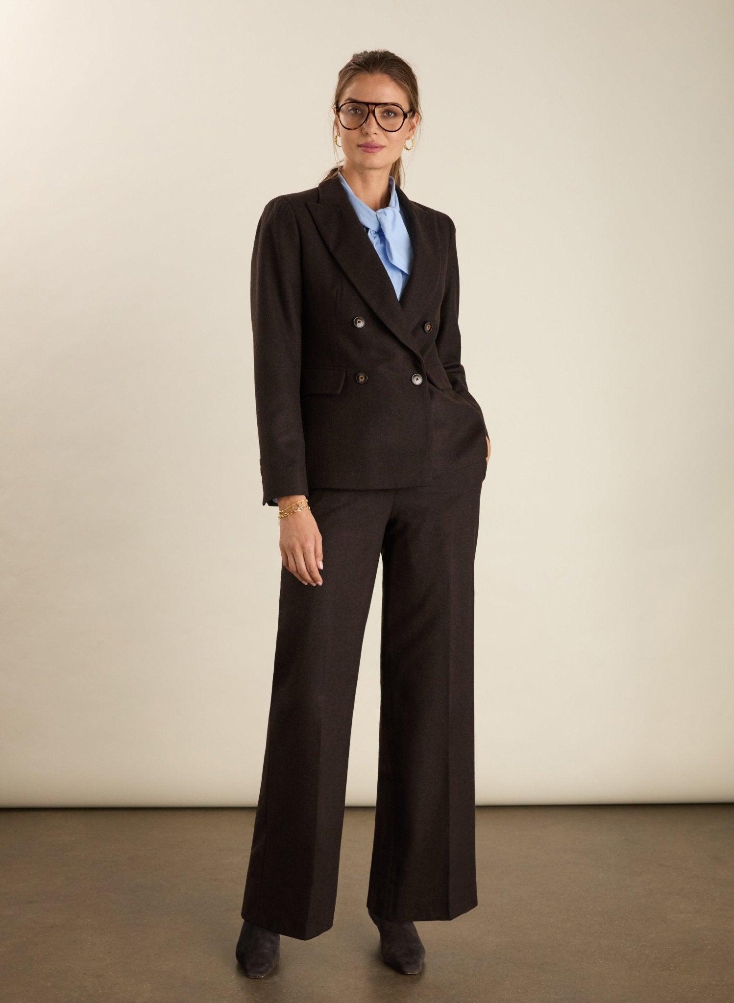 Cissy Wool Blend Blazer - Dark Chocolate Baukjen
