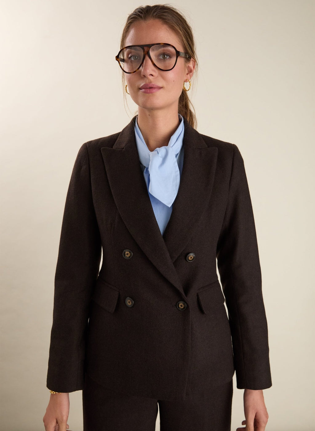 Cissy Wool Blend Blazer - Dark Chocolate Baukjen