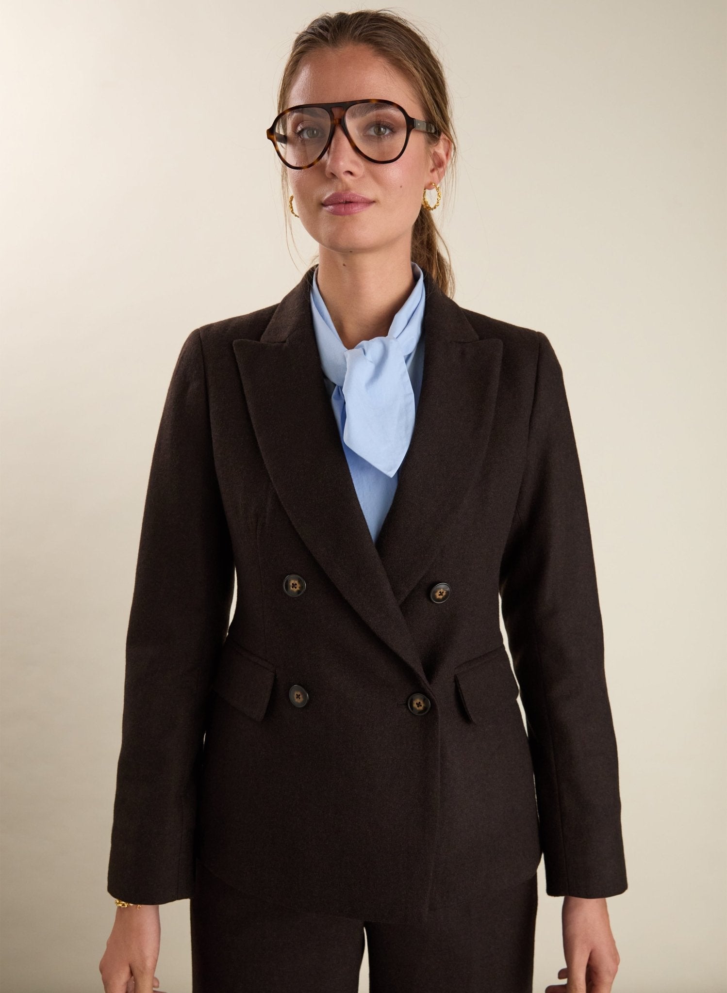 Cissy Wool Blend Blazer - Dark Chocolate Baukjen