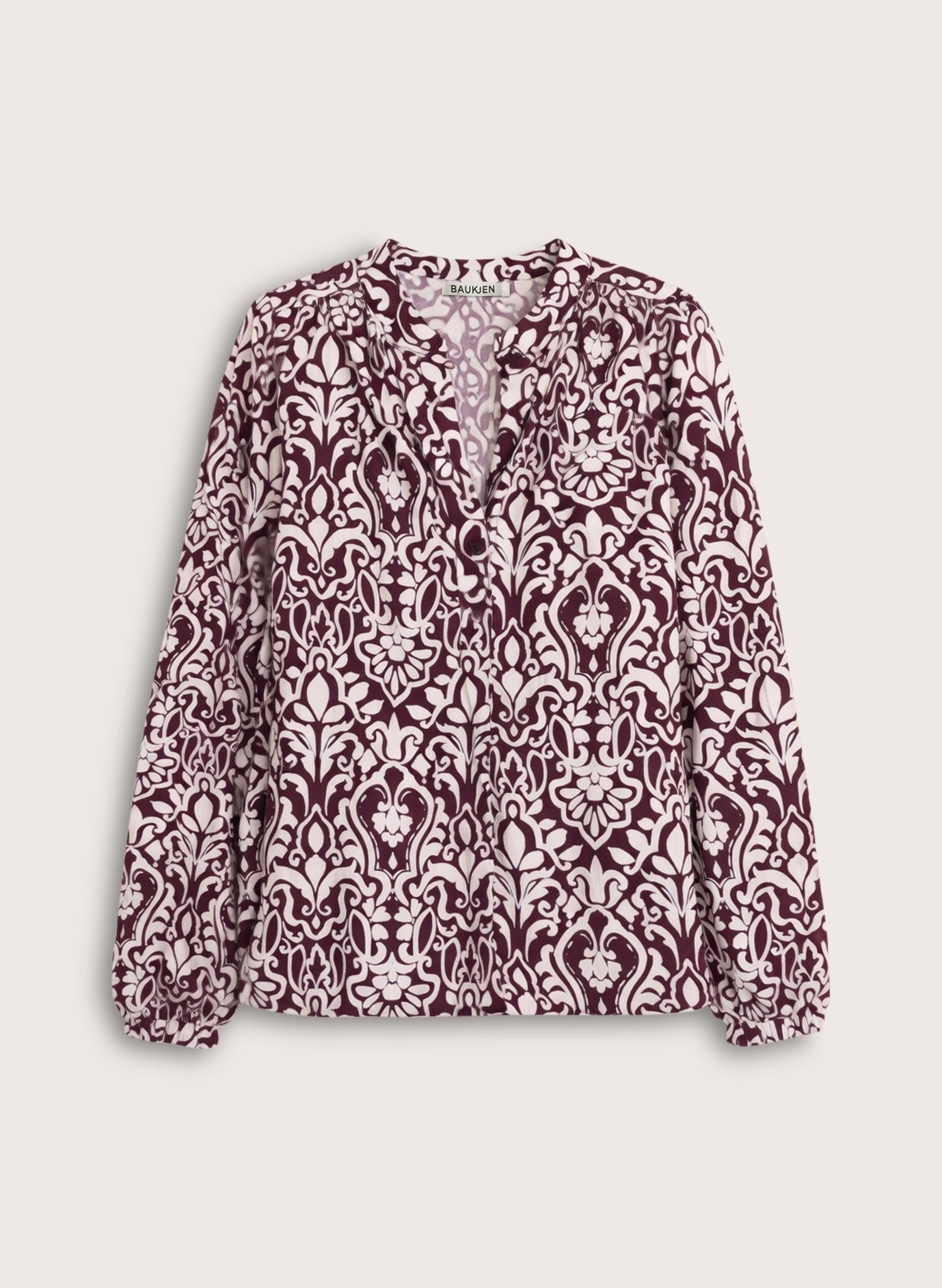 Claudia Printed Blouse - Burgundy Damask Baukjen