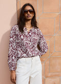 Claudia Printed Blouse - Burgundy Damask Baukjen
