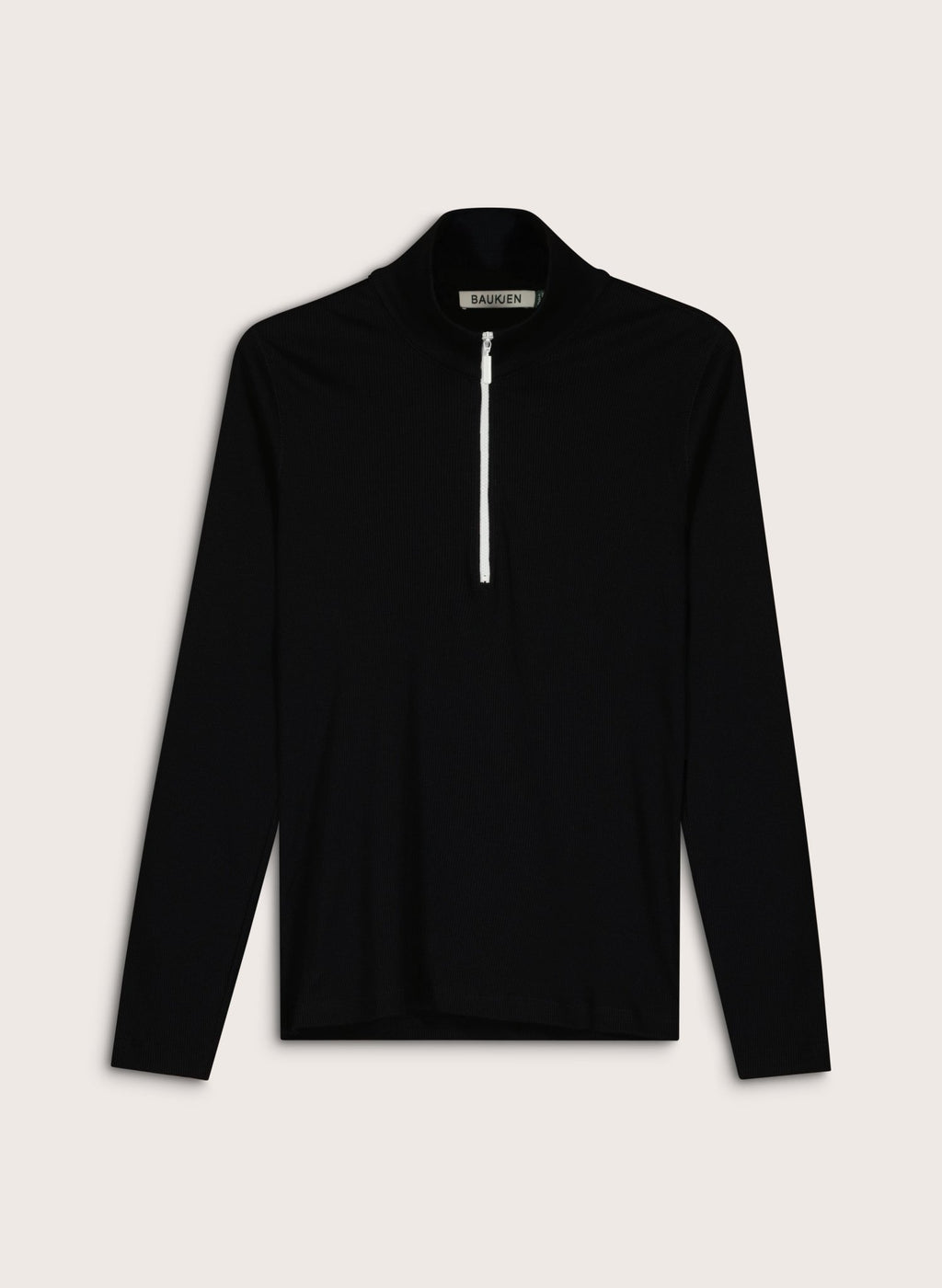 Clayton Organic Cotton Zip Turtleneck Top - Caviar Black Baukjen