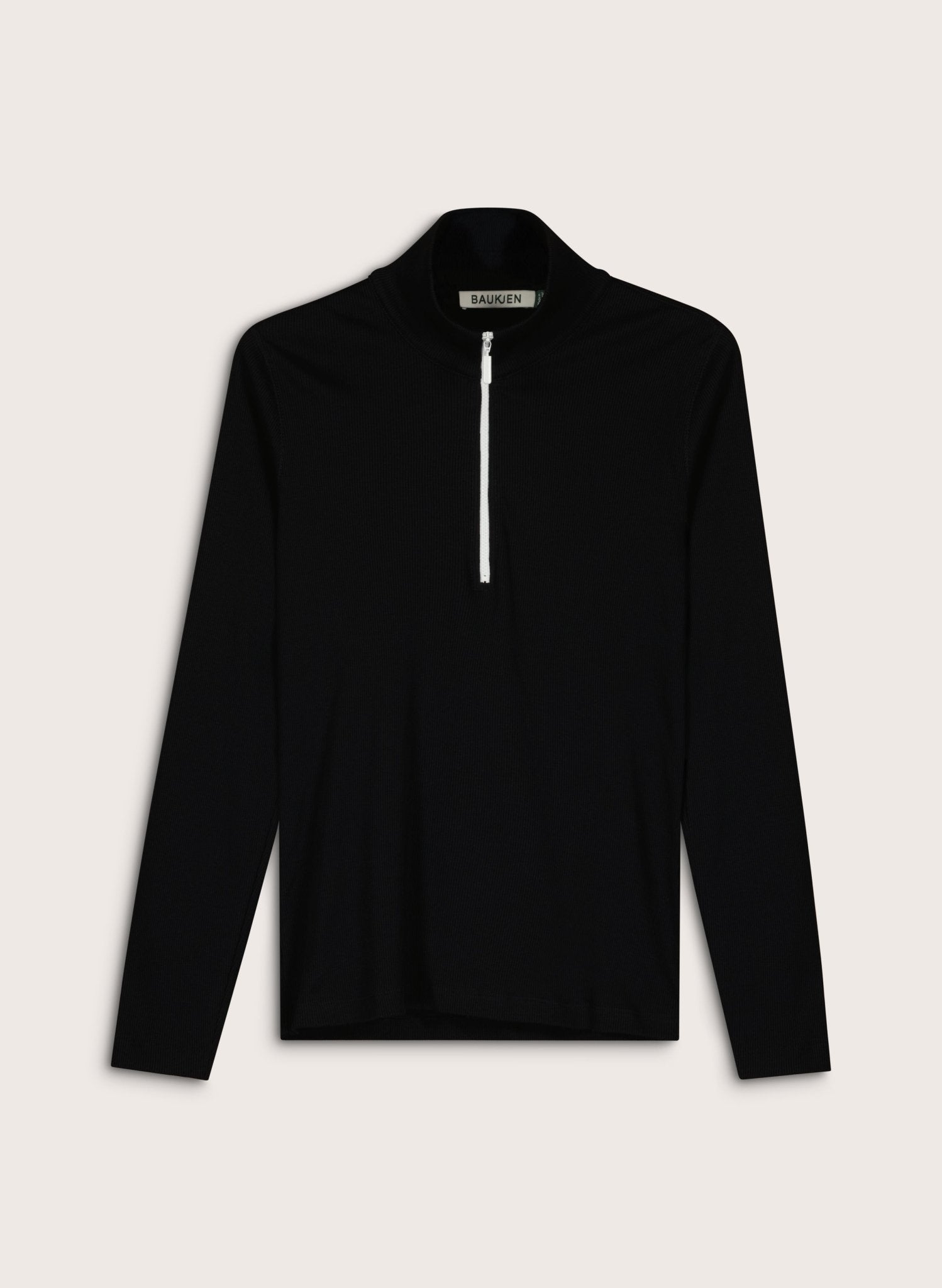 Clayton Organic Cotton Zip Turtleneck Top - Caviar Black Baukjen