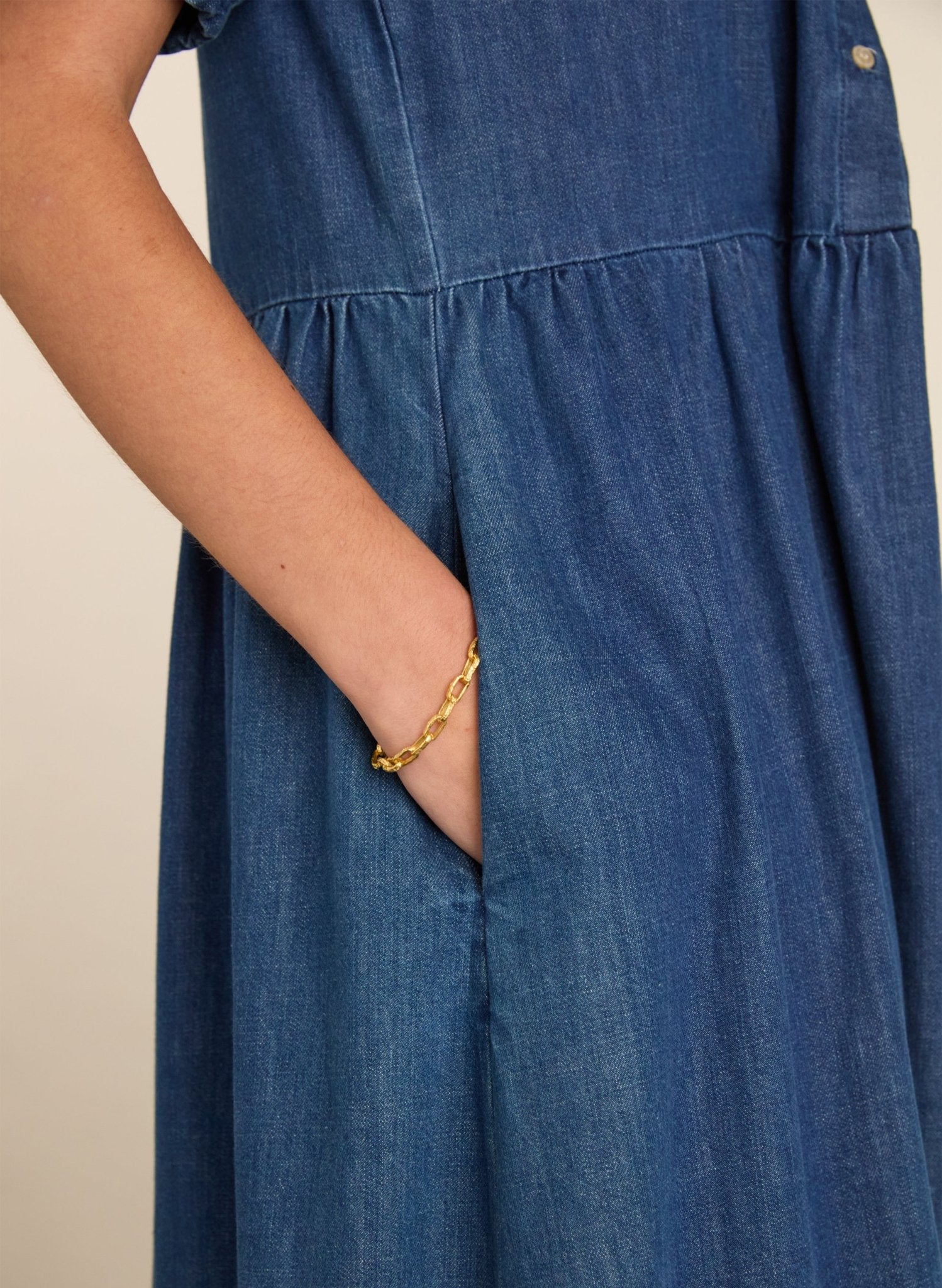 Clementina Denim Midi Dress - Mid Indigo Baukjen