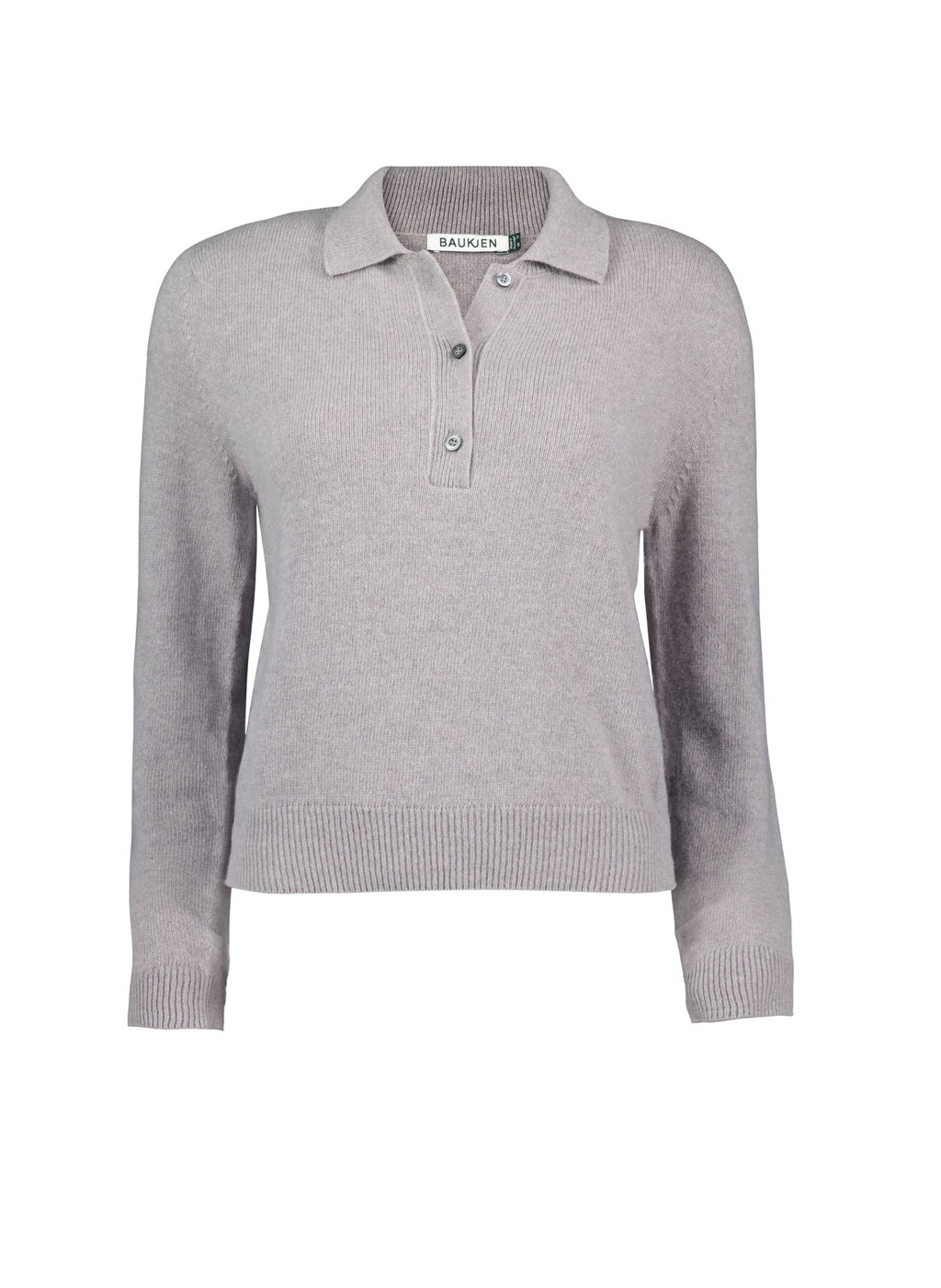 Clementine Wool Blend Polo Knit - Grey Marl Baukjen