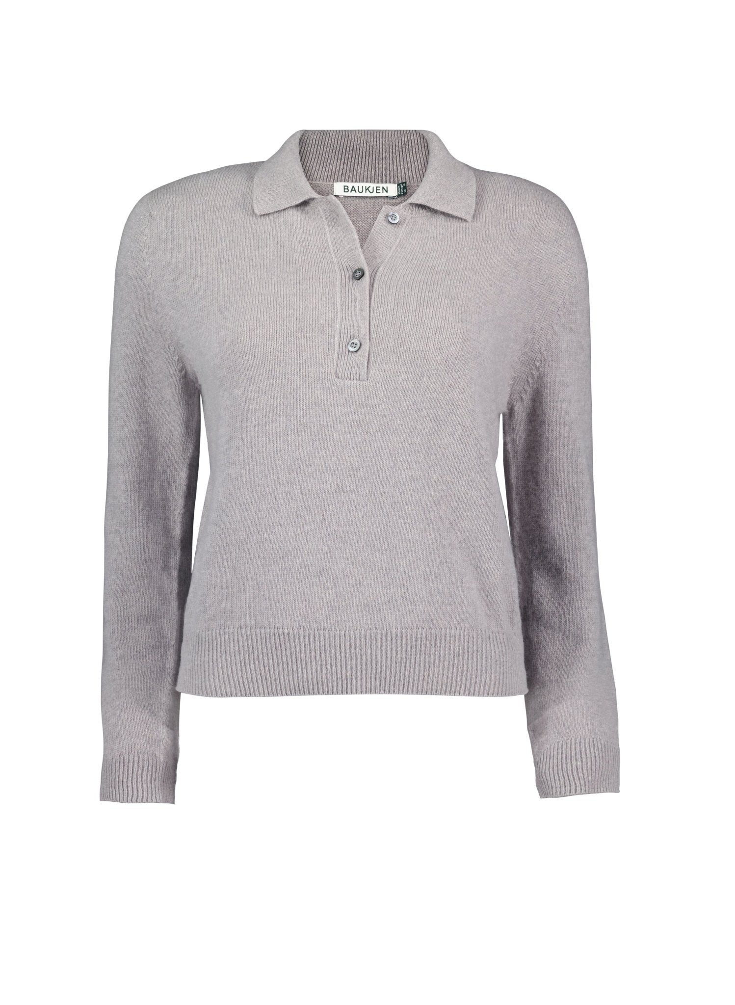 Clementine Wool Blend Polo Knit - Grey Marl Baukjen