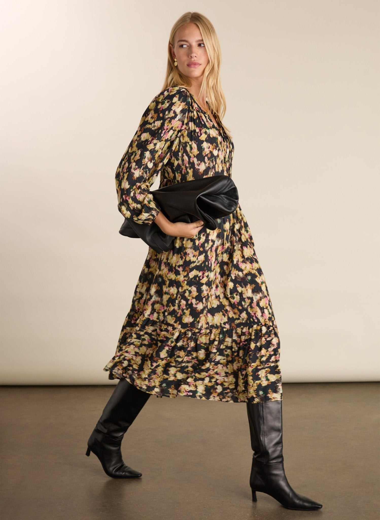 Cleo Printed Midi Dress - Navy Blossom Baukjen