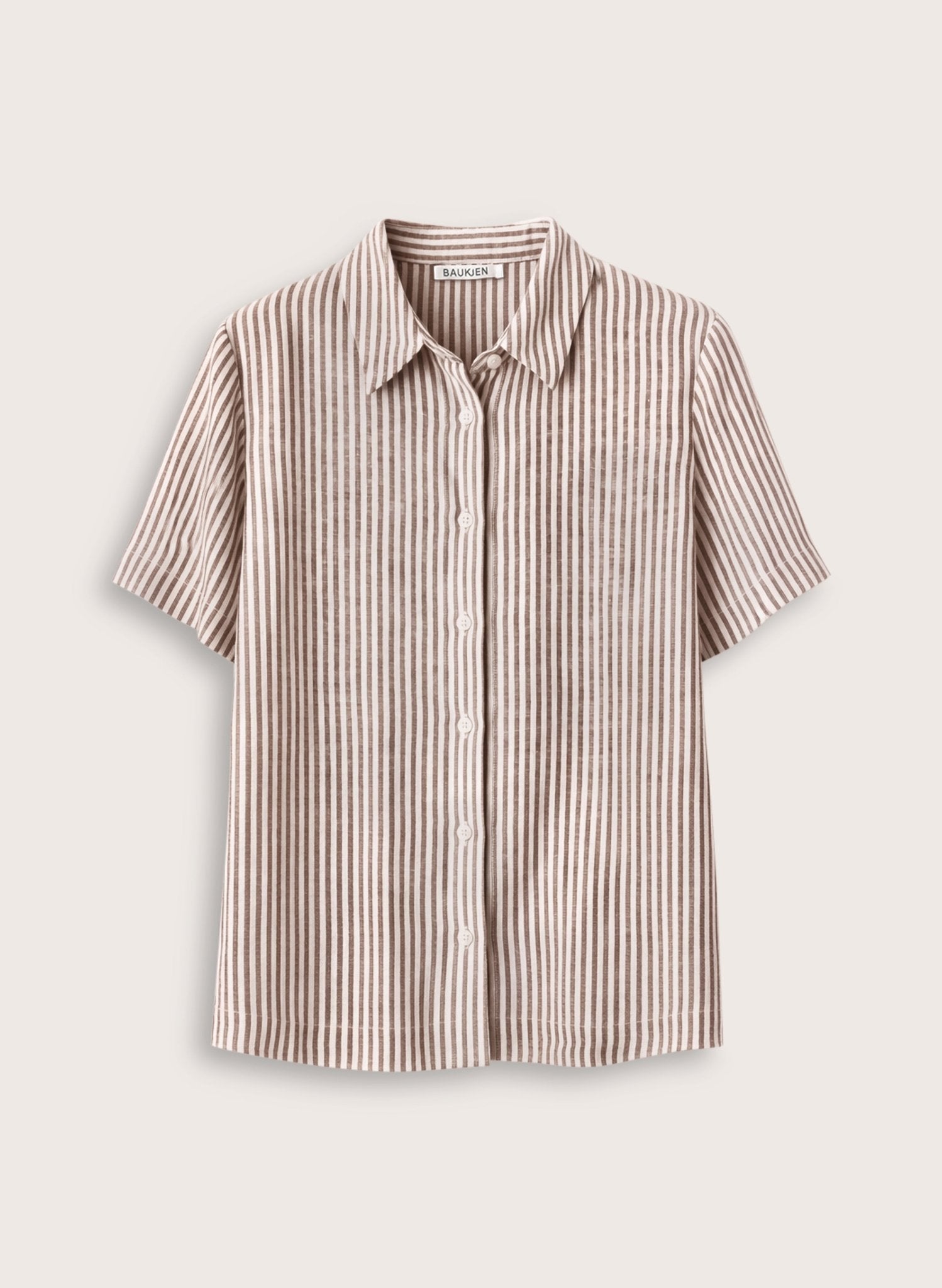 Clyde Linen Shirt - Chocolate Stripe Baukjen