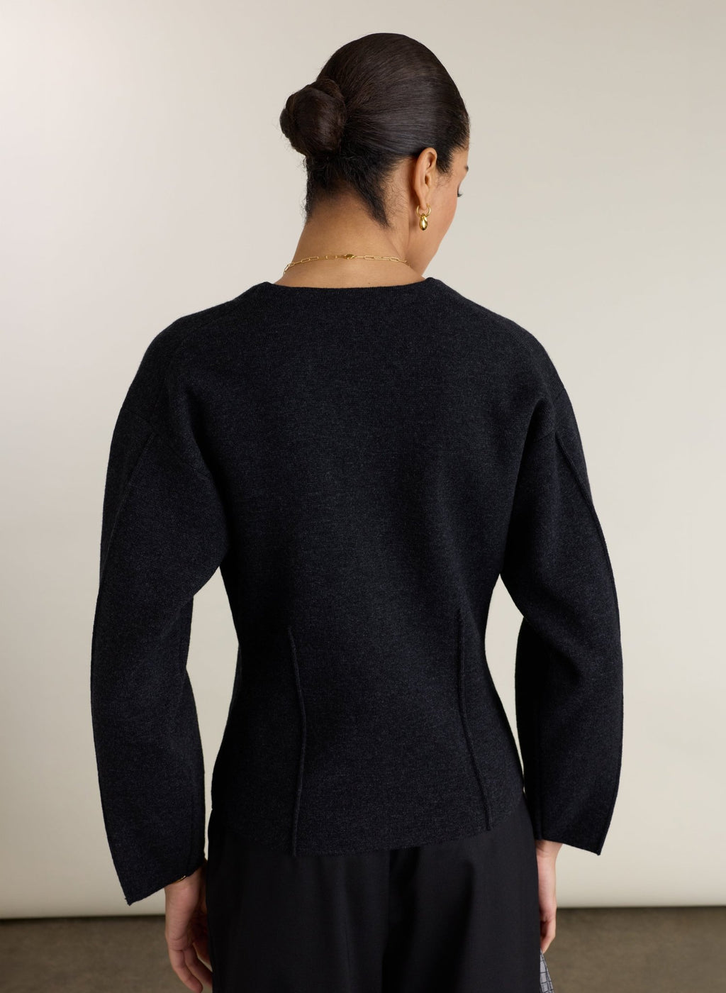 Coco Waisted Knit Jacket - Charcoal Baukjen