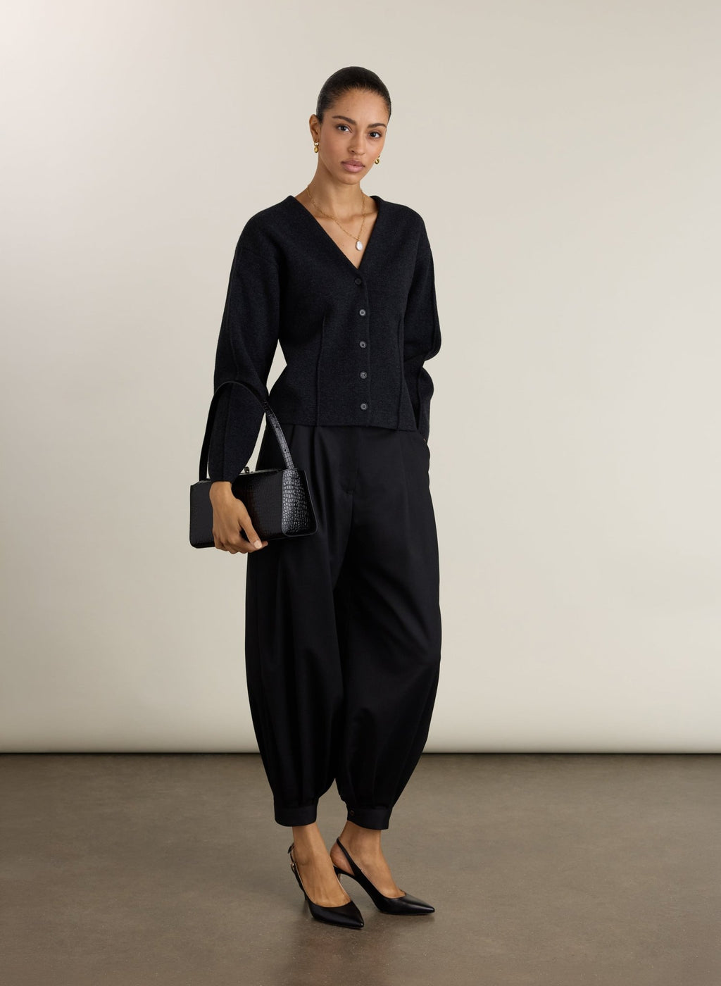 Coco Waisted Knit Jacket - Charcoal Baukjen