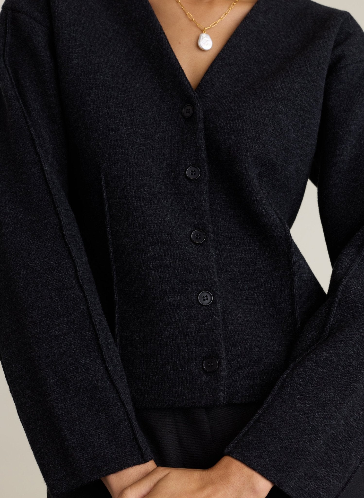 Coco Waisted Knit Jacket - Charcoal Baukjen