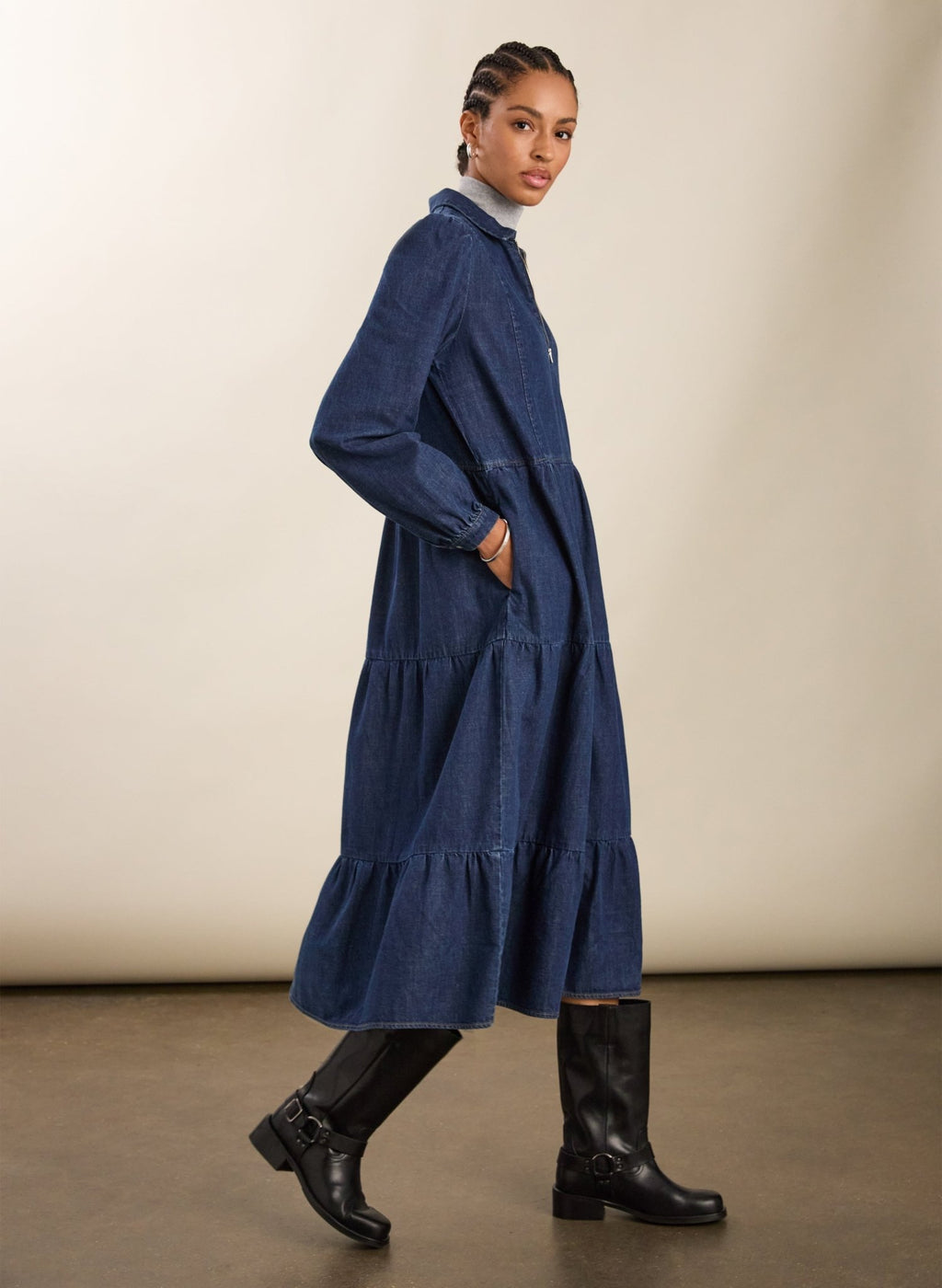 Cody Denim Midi Dress - Indigo Baukjen