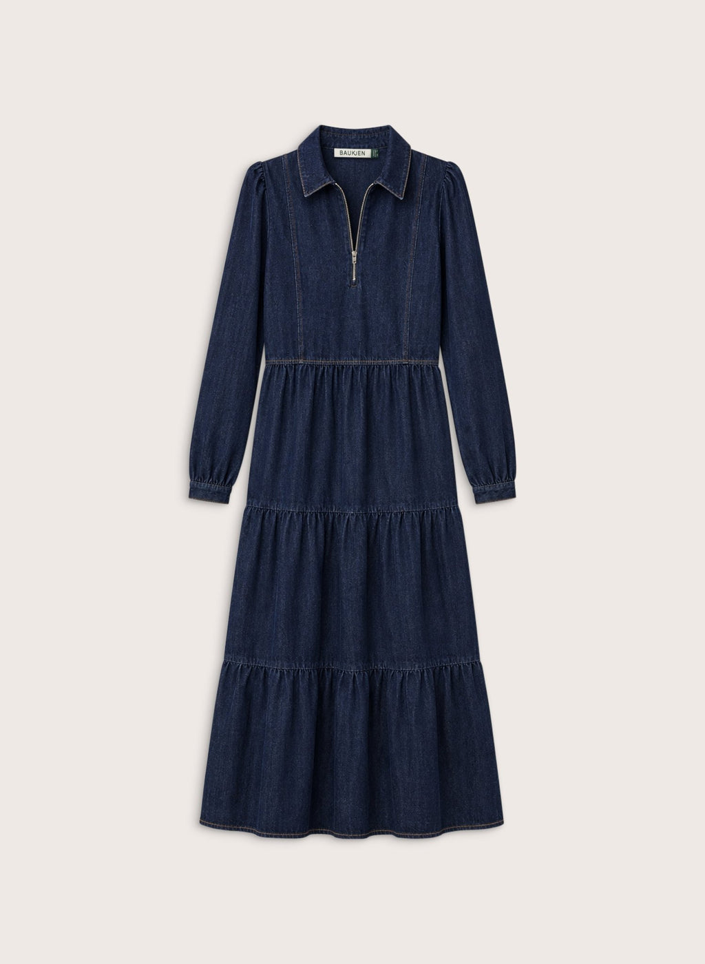 Cody Quarter Zip Denim Midi Dress - Dark Denim Baukjen