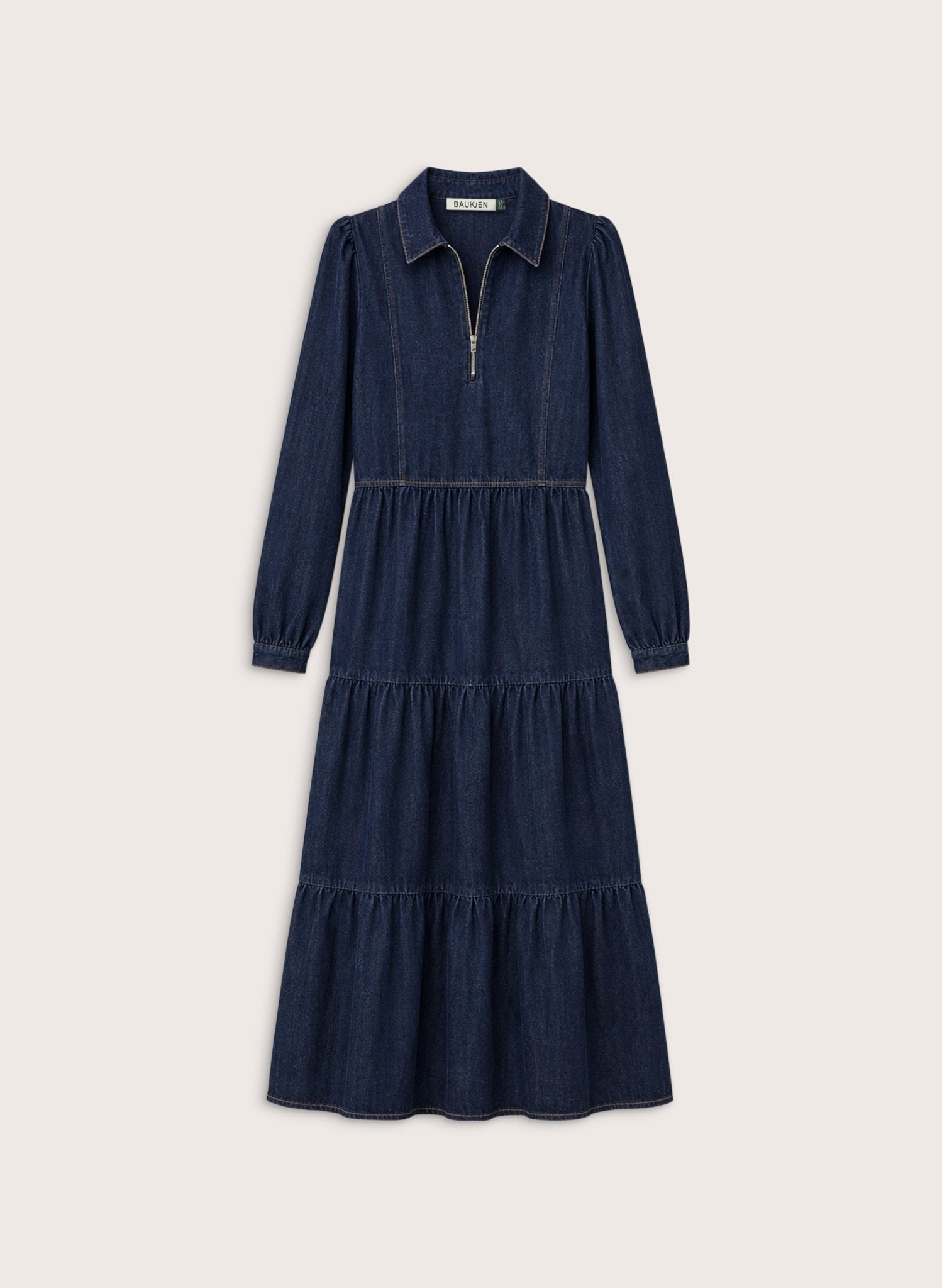 Cody Quarter Zip Denim Midi Dress - Dark Denim Baukjen