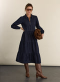 Cody Quarter Zip Denim Midi Dress - Dark Denim Baukjen