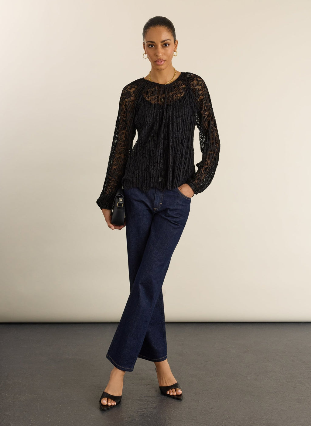 Coline Recycled Lace Sheer Top - Caviar Black Baukjen