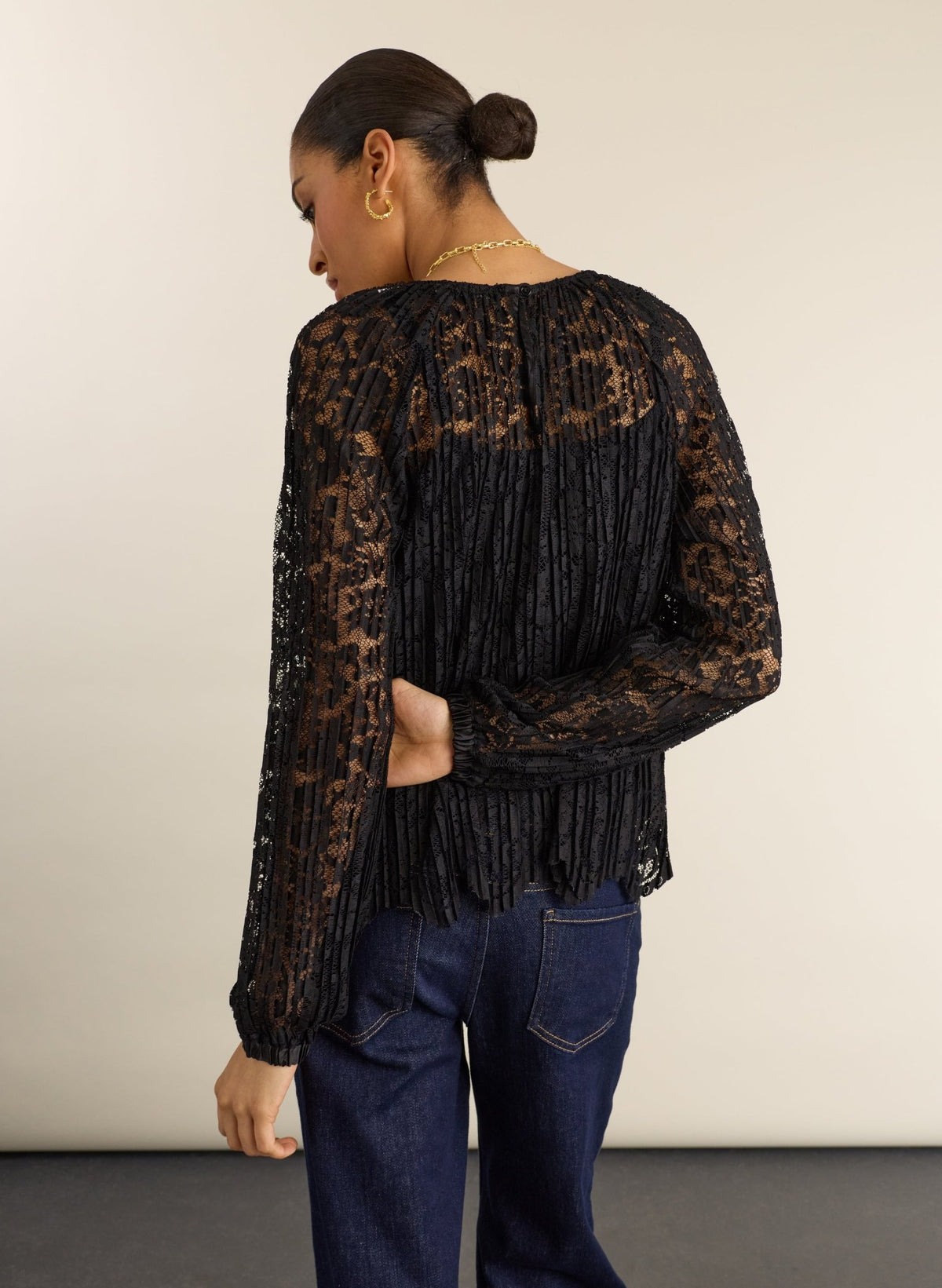 Coline Recycled Lace Sheer Top - Caviar Black Baukjen