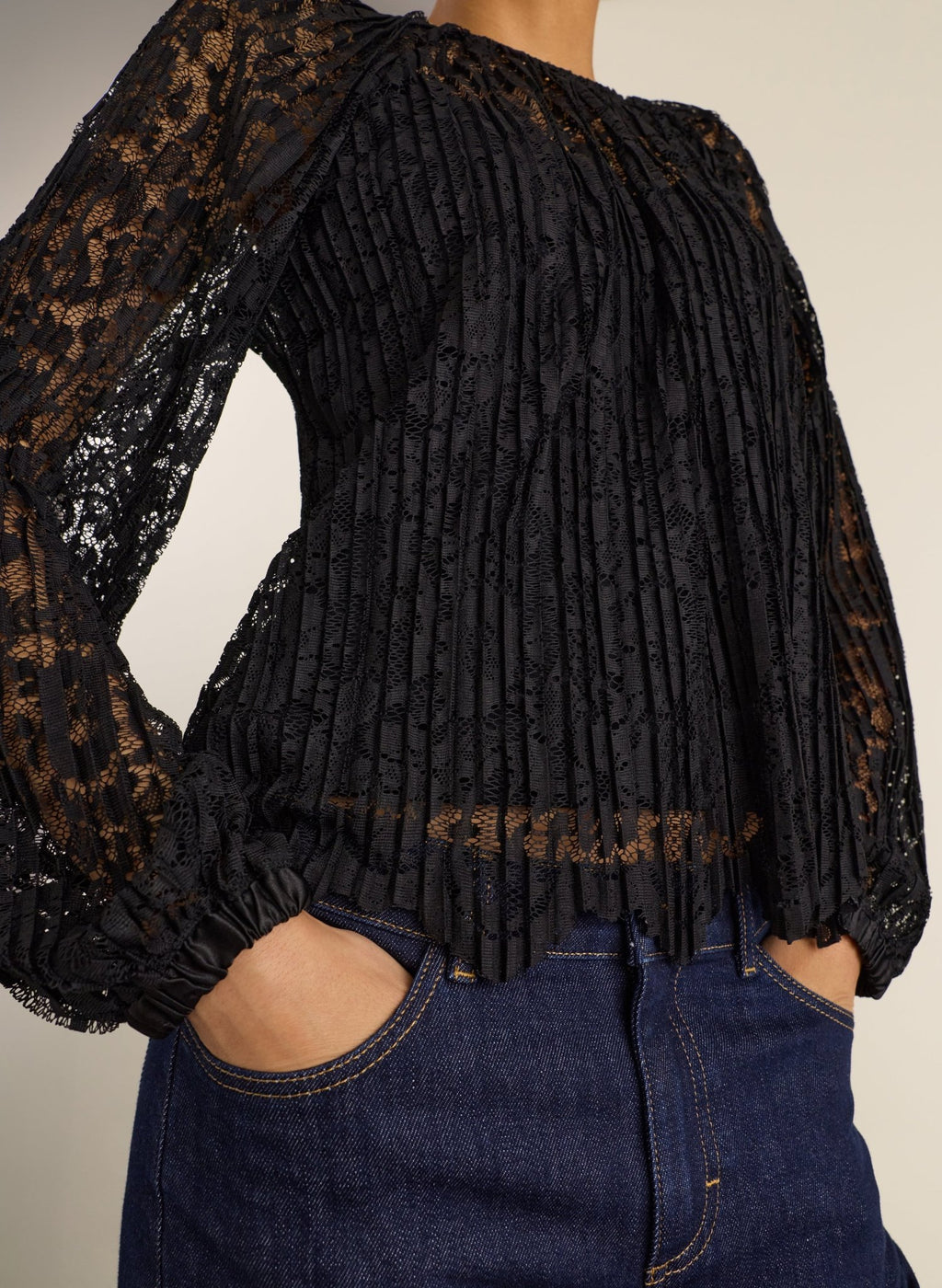 Coline Recycled Lace Sheer Top - Caviar Black Baukjen