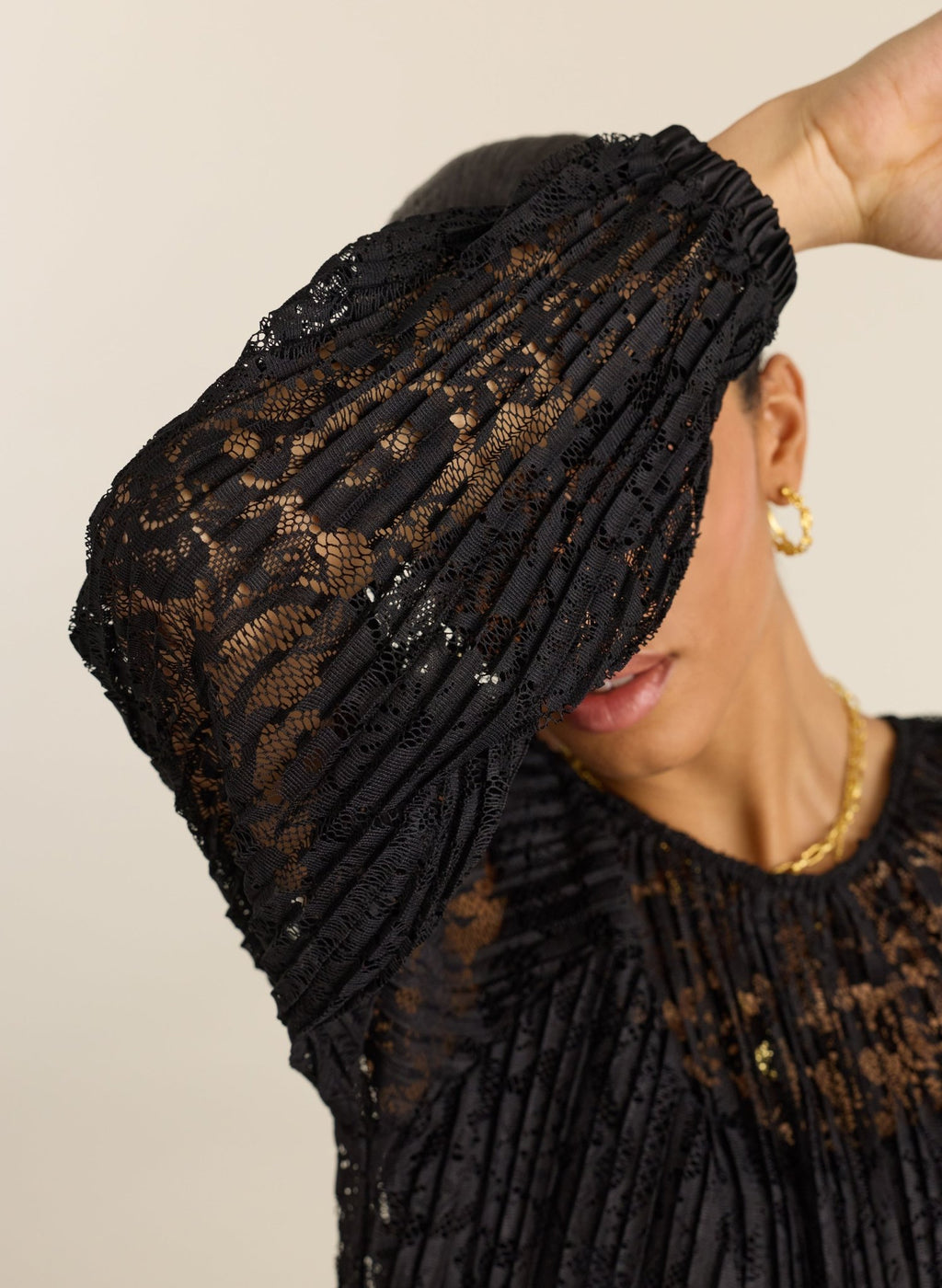 Coline Recycled Lace Sheer Top - Caviar Black Baukjen