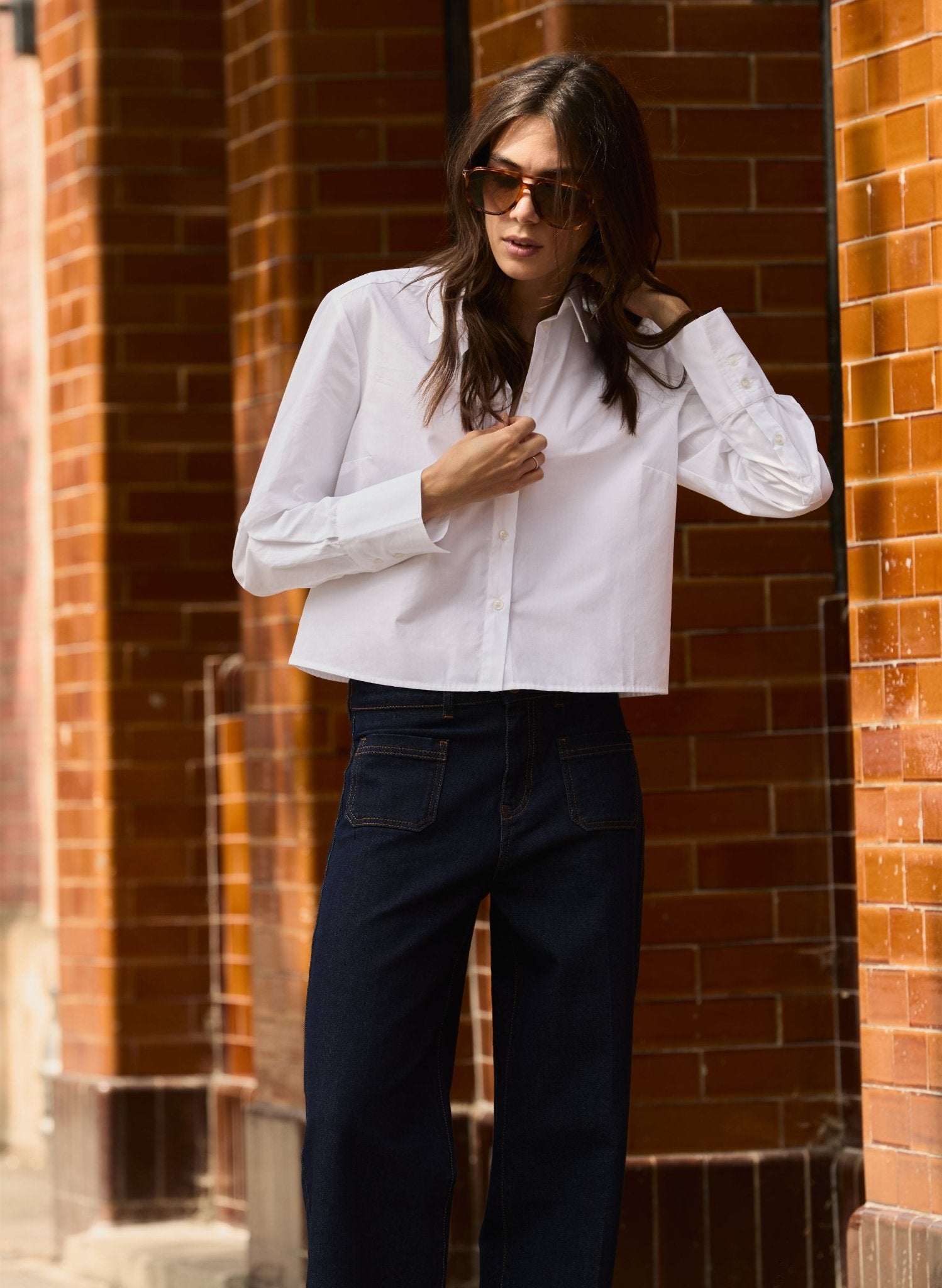 Corey Organic Cotton Cropped Shirt - Pure White Baukjen