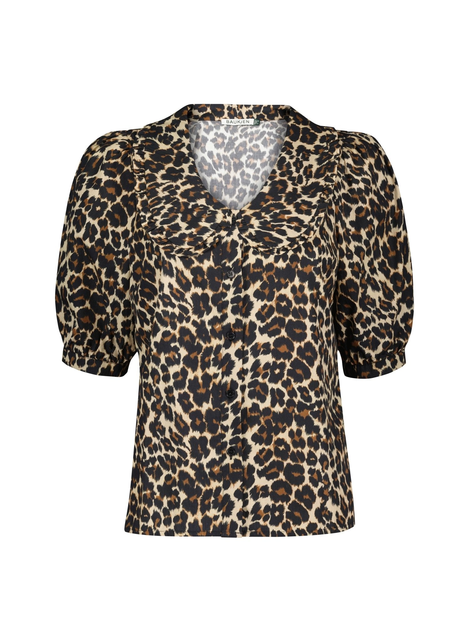 Courtney Organic Cotton Collar Blouse - Brown Leopard Baukjen