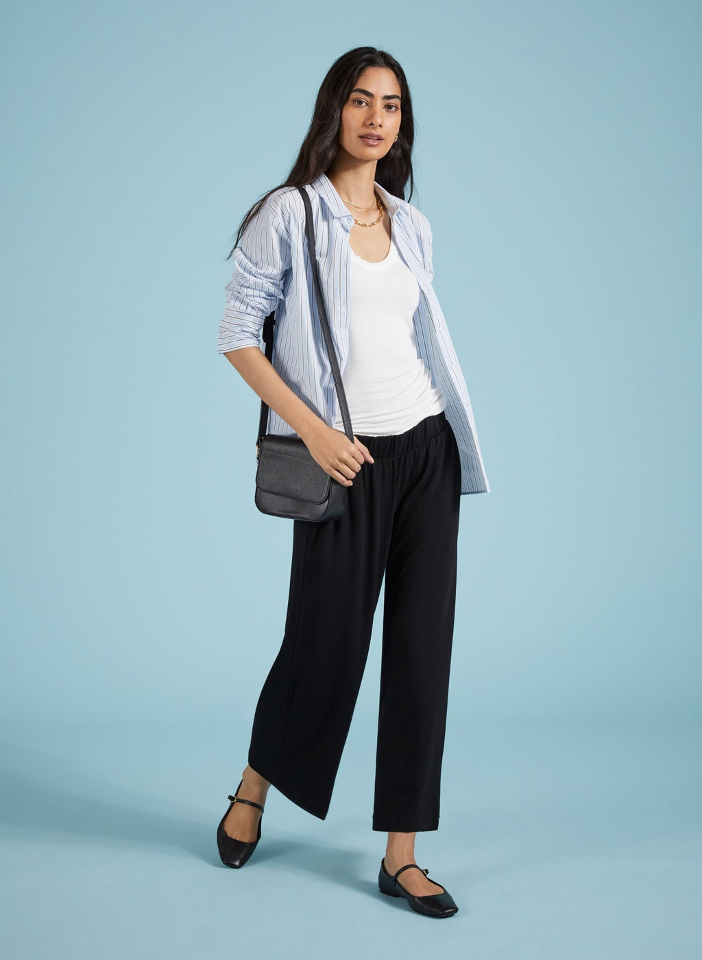 Cropped Palazzo Trousers - Caviar Black Baukjen