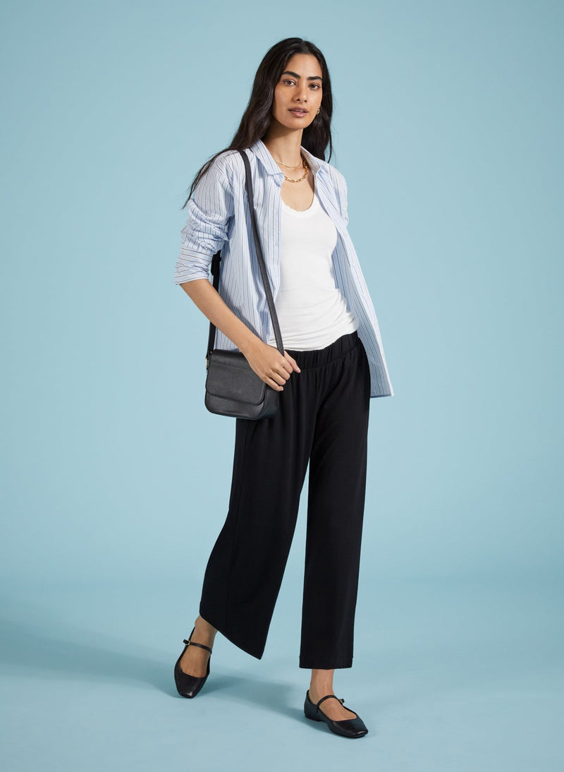 Cropped Palazzo Trousers - Caviar Black Baukjen