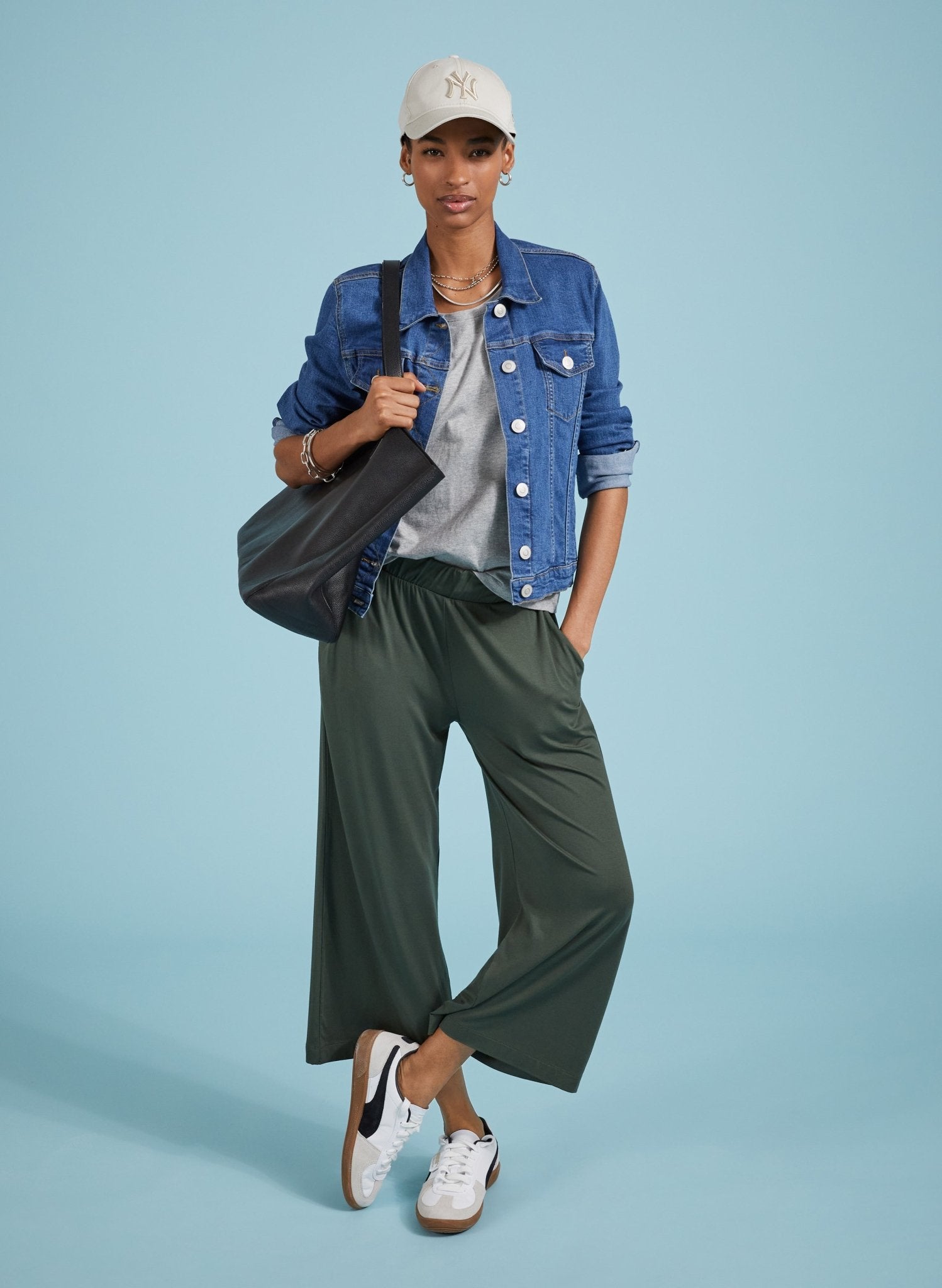 Cropped Palazzo Trousers - Deep Khaki Baukjen