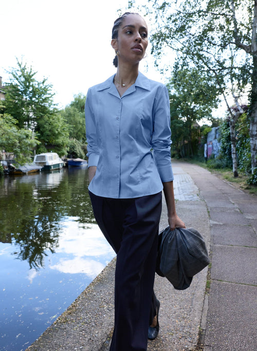 Dana Cinched Waist Shirt - Cornflower Baukjen