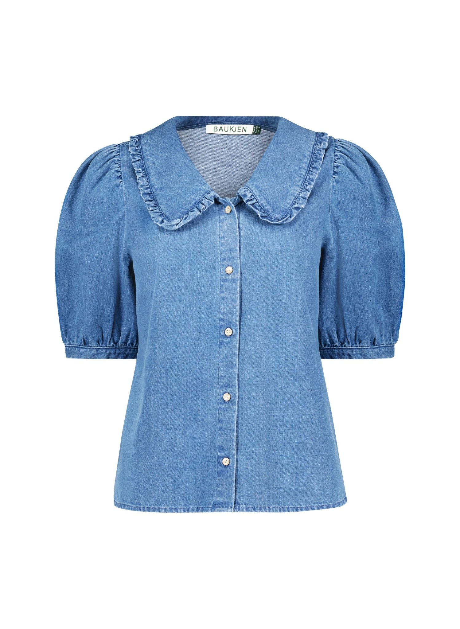 Dani Organic Denim Collar Blouse - Light Washed Indigo Baukjen