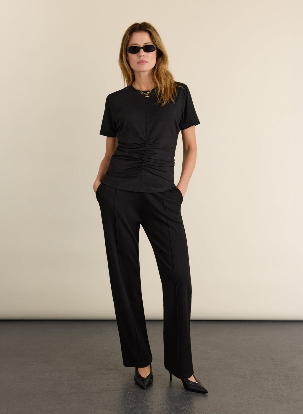 Dani Ruched Waist Top - Black Baukjen