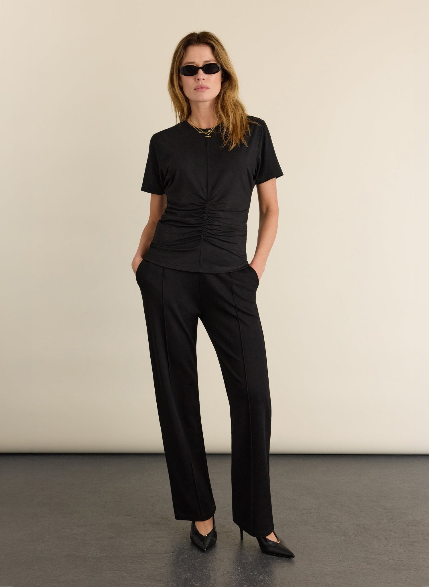 Dani Ruched Waist Top - Black Baukjen