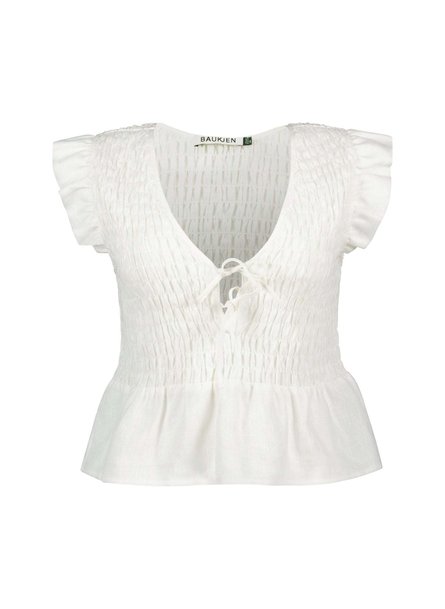 Danielle Hemp Smocked Blouse - Pure White Baukjen