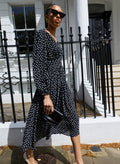 Daryl Printed Midi Dress - Black Polka Baukjen
