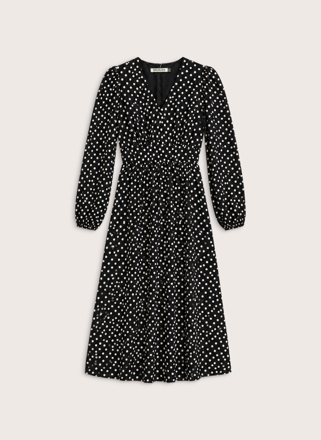 Daryl Printed Midi Dress - Black Polka Baukjen