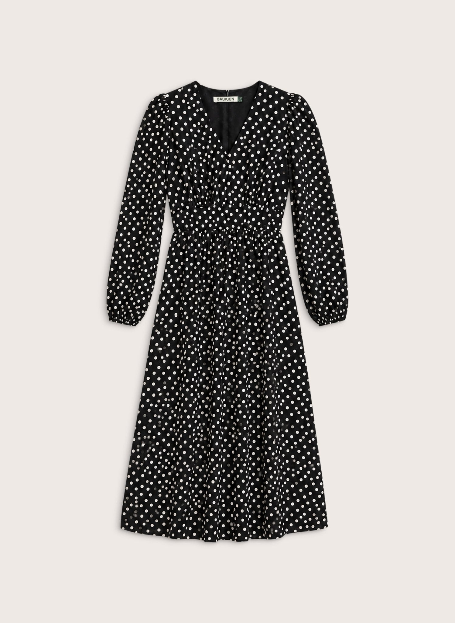 Daryl Printed Midi Dress - Black Polka Baukjen