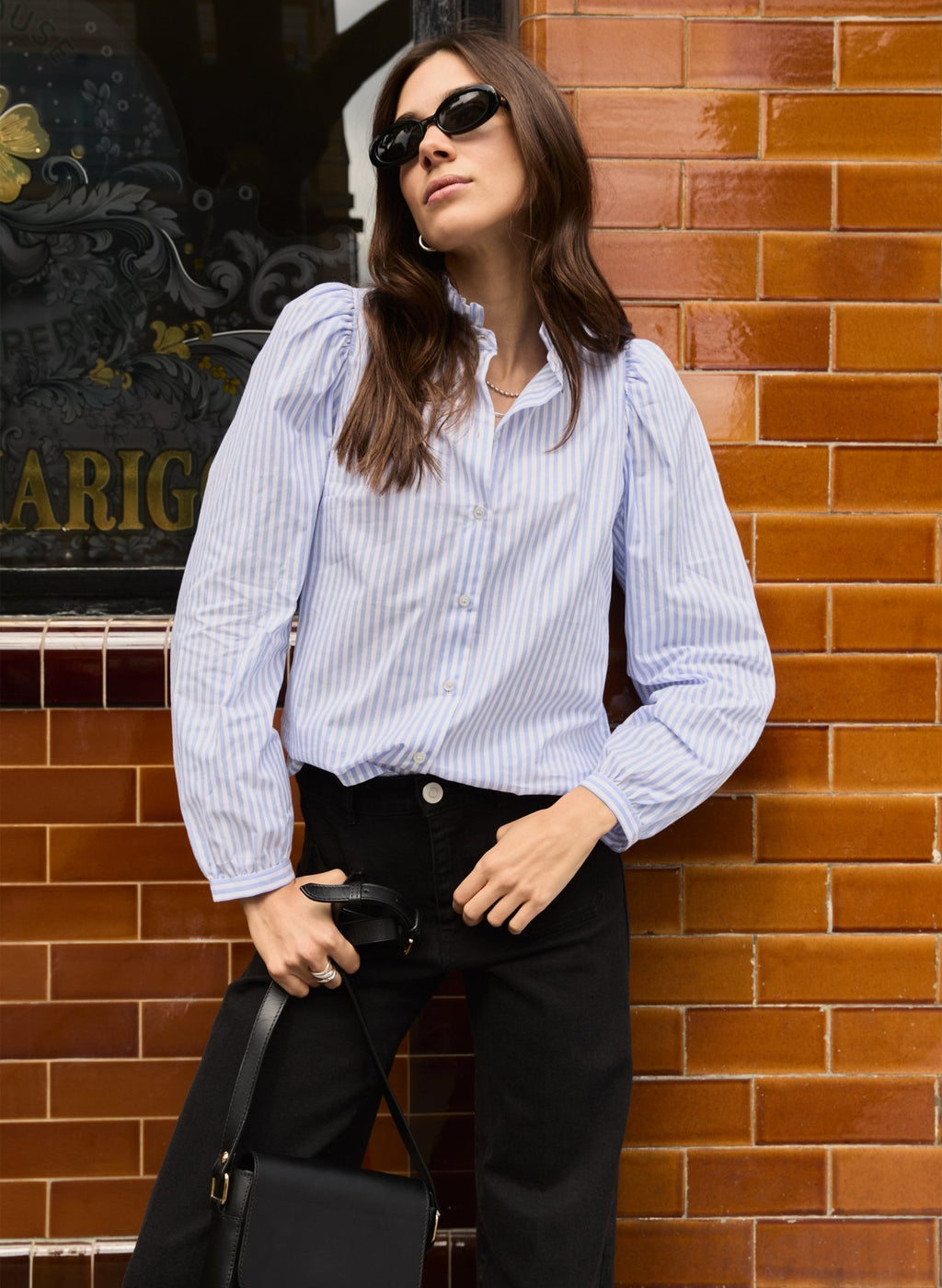 Debbie Organic Cotton Stripe Blouse - Blue & White Stripe Baukjen