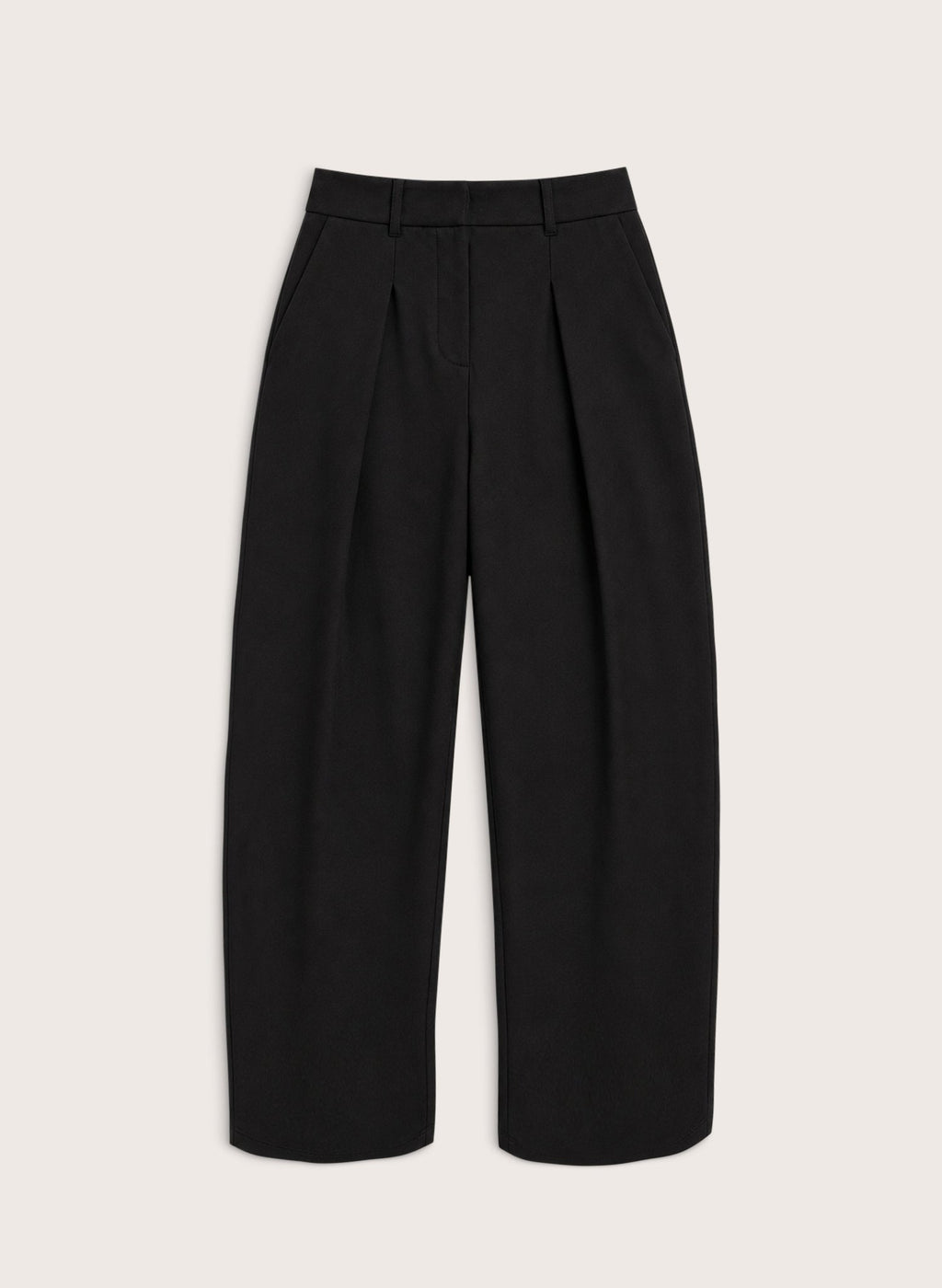 Dina Pleated Wide-Leg Ponte Trousers - Black Baukjen
