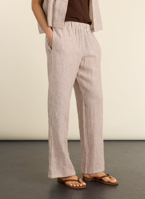 Doretta Linen Trousers - Chocolate Stripe Baukjen