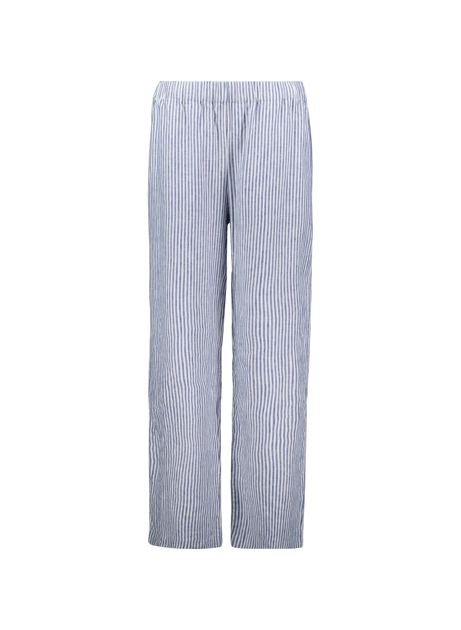 Doretta Linen Trousers - Indigo Stripe Baukjen