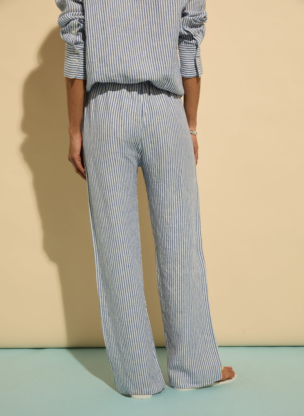 Doretta Linen Trousers - Indigo Stripe Baukjen
