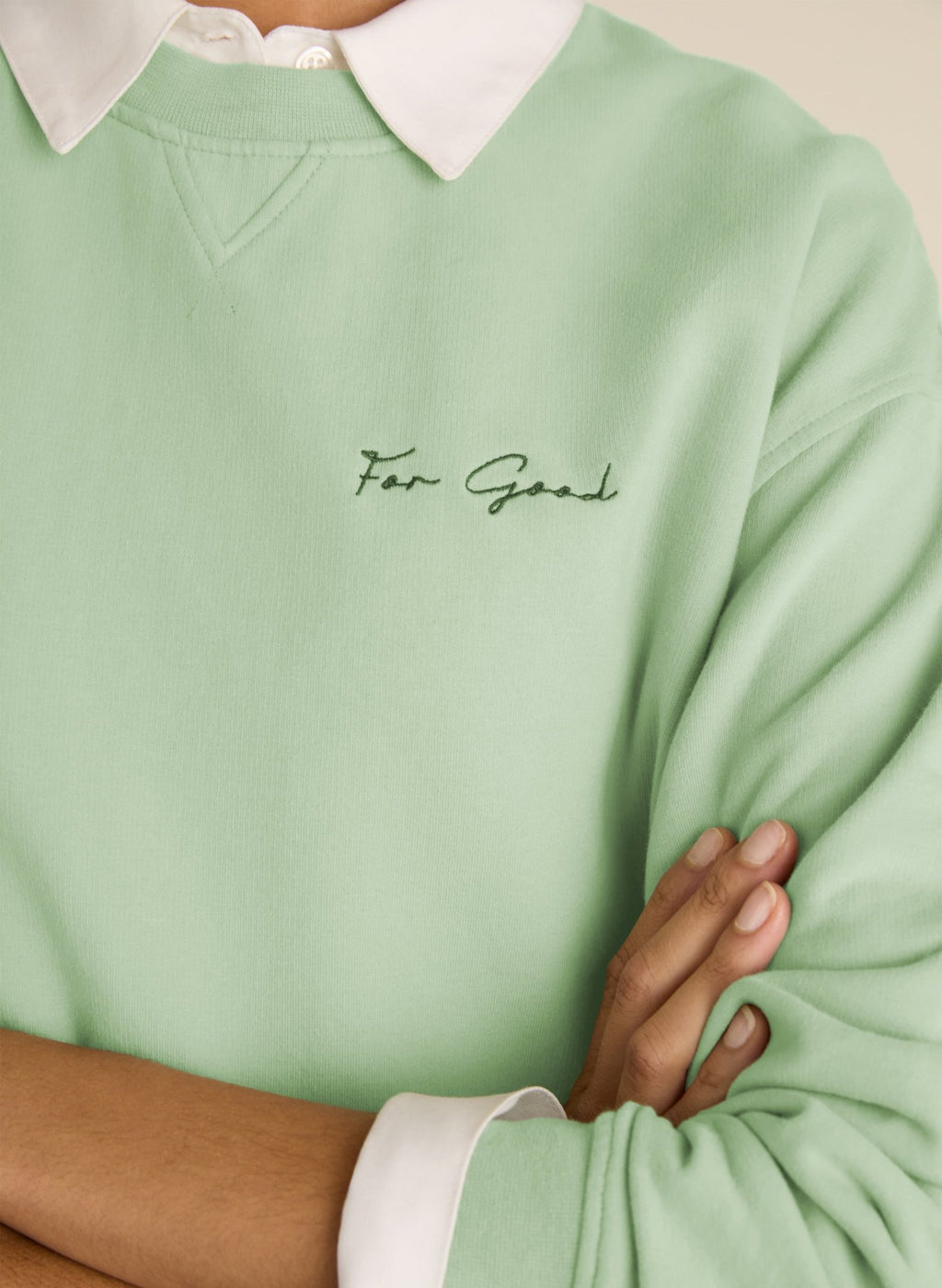 Dorrie Organic Cotton Cropped Sweatshirt - Pistachio Baukjen