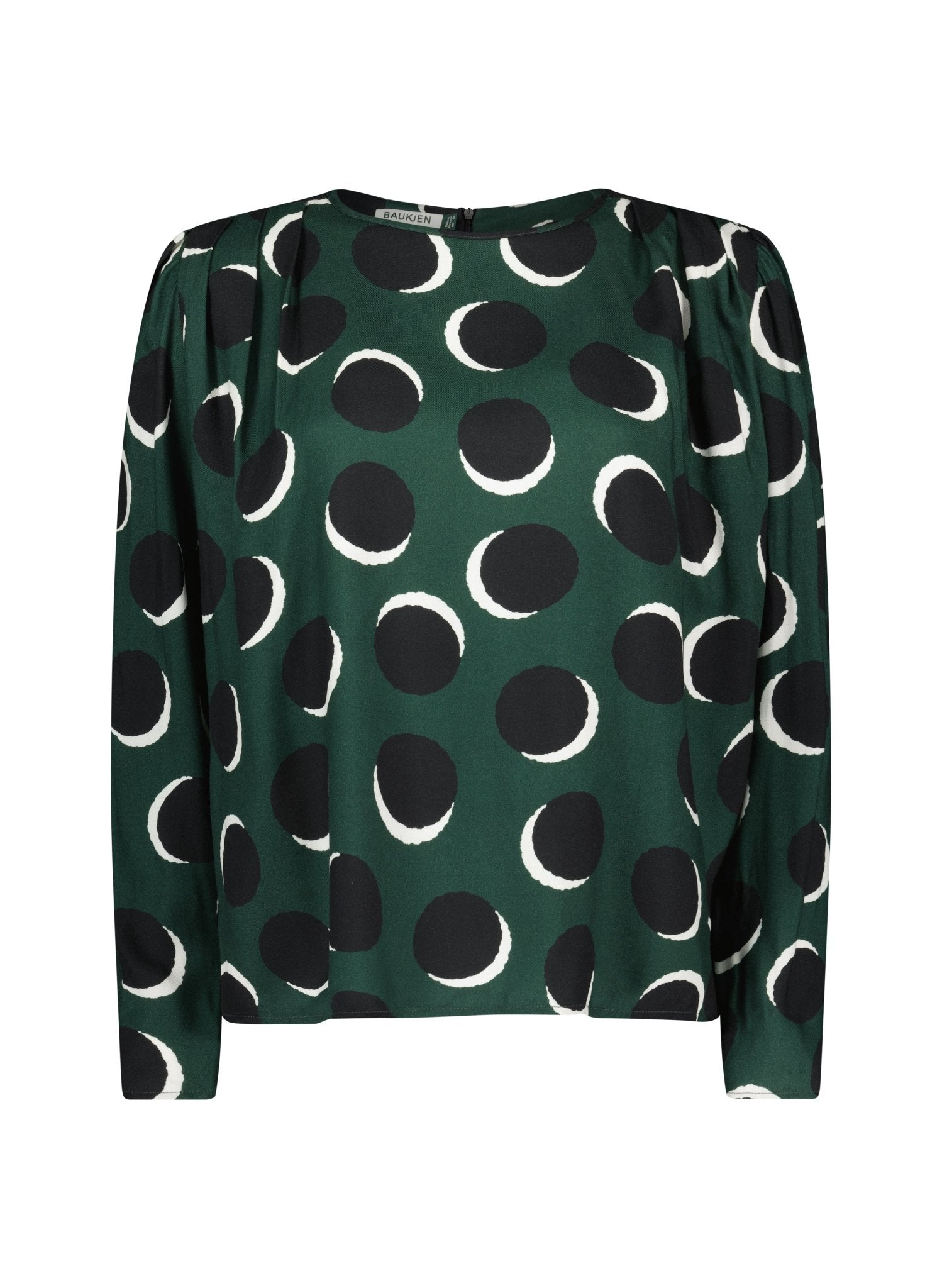 Dottie Printed Blouse - Green Shadow Spot Baukjen