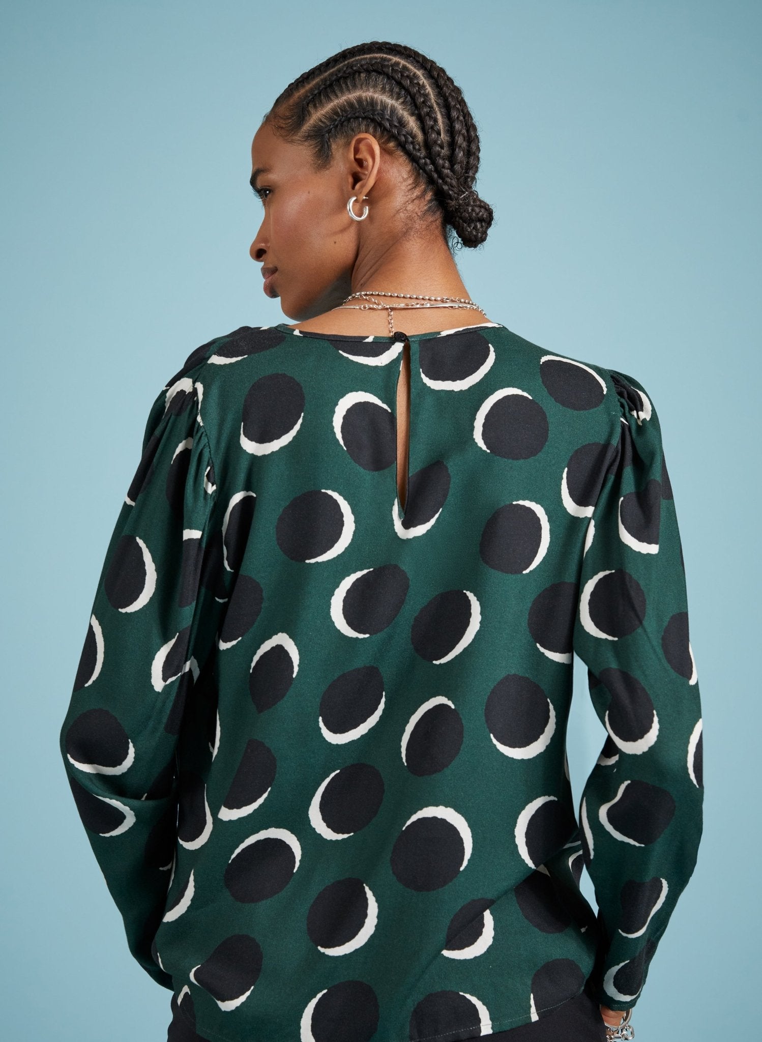 Dottie Printed Blouse - Green Shadow Spot Baukjen