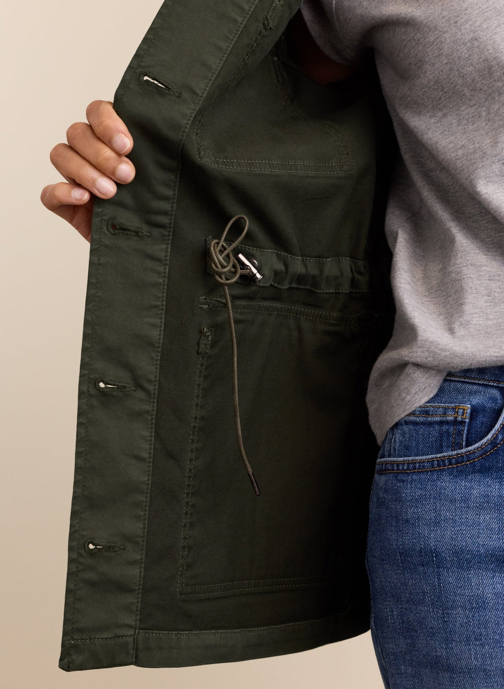 Drake Organic Cotton Utility Jacket - Deep Khaki Baukjen