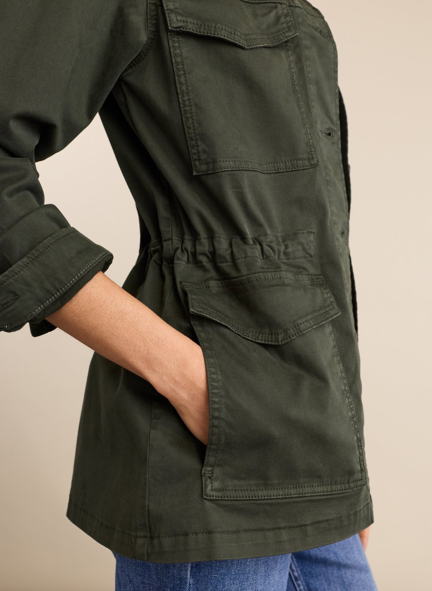 Drake Organic Cotton Utility Jacket - Deep Khaki Baukjen