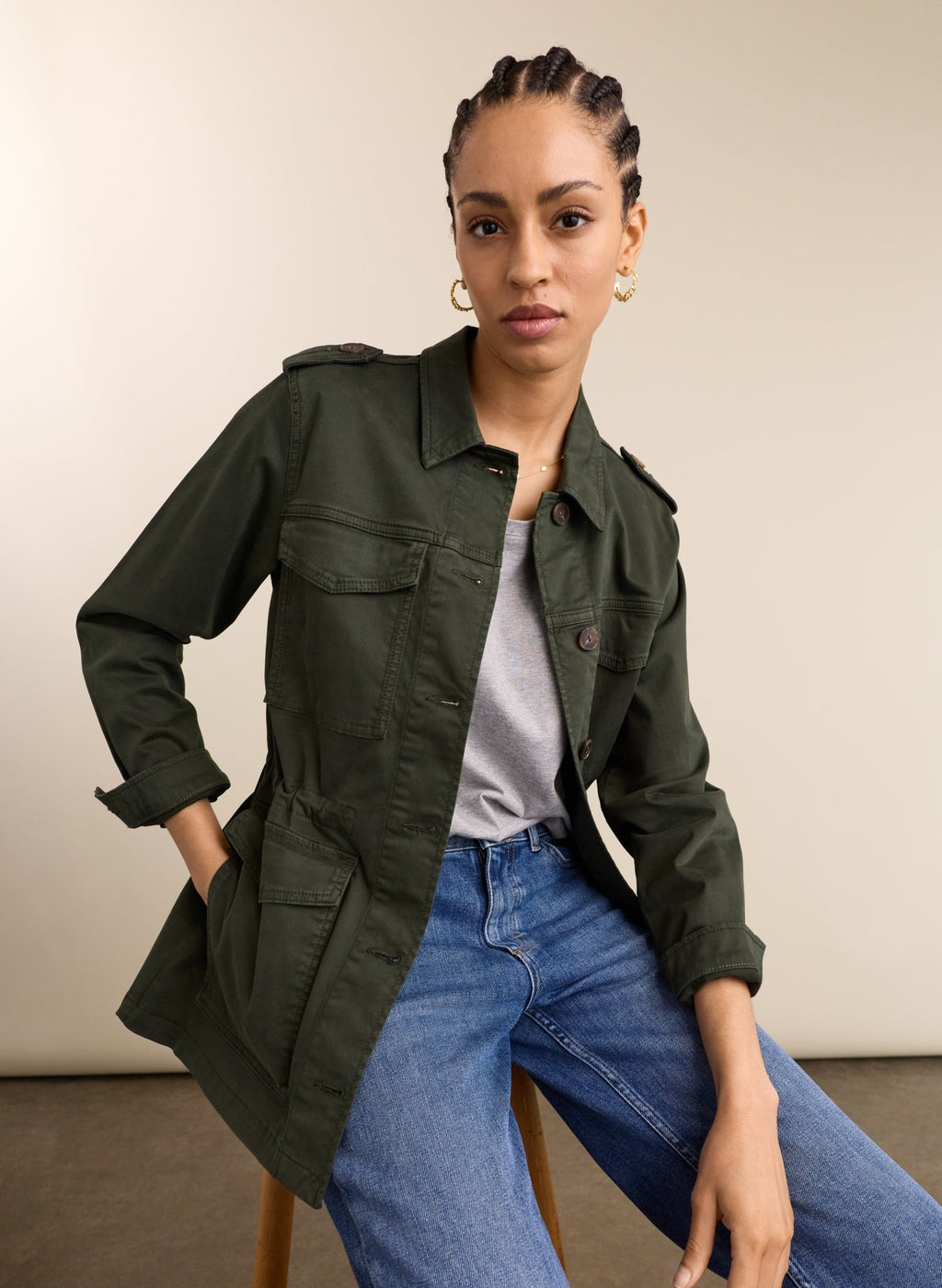 Drake Organic Cotton Utility Jacket - Deep Khaki Baukjen