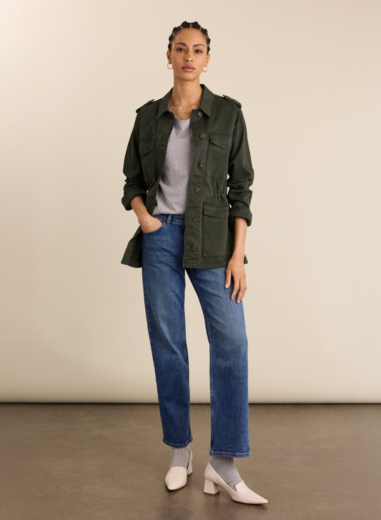 Drake Organic Cotton Utility Jacket - Deep Khaki Baukjen