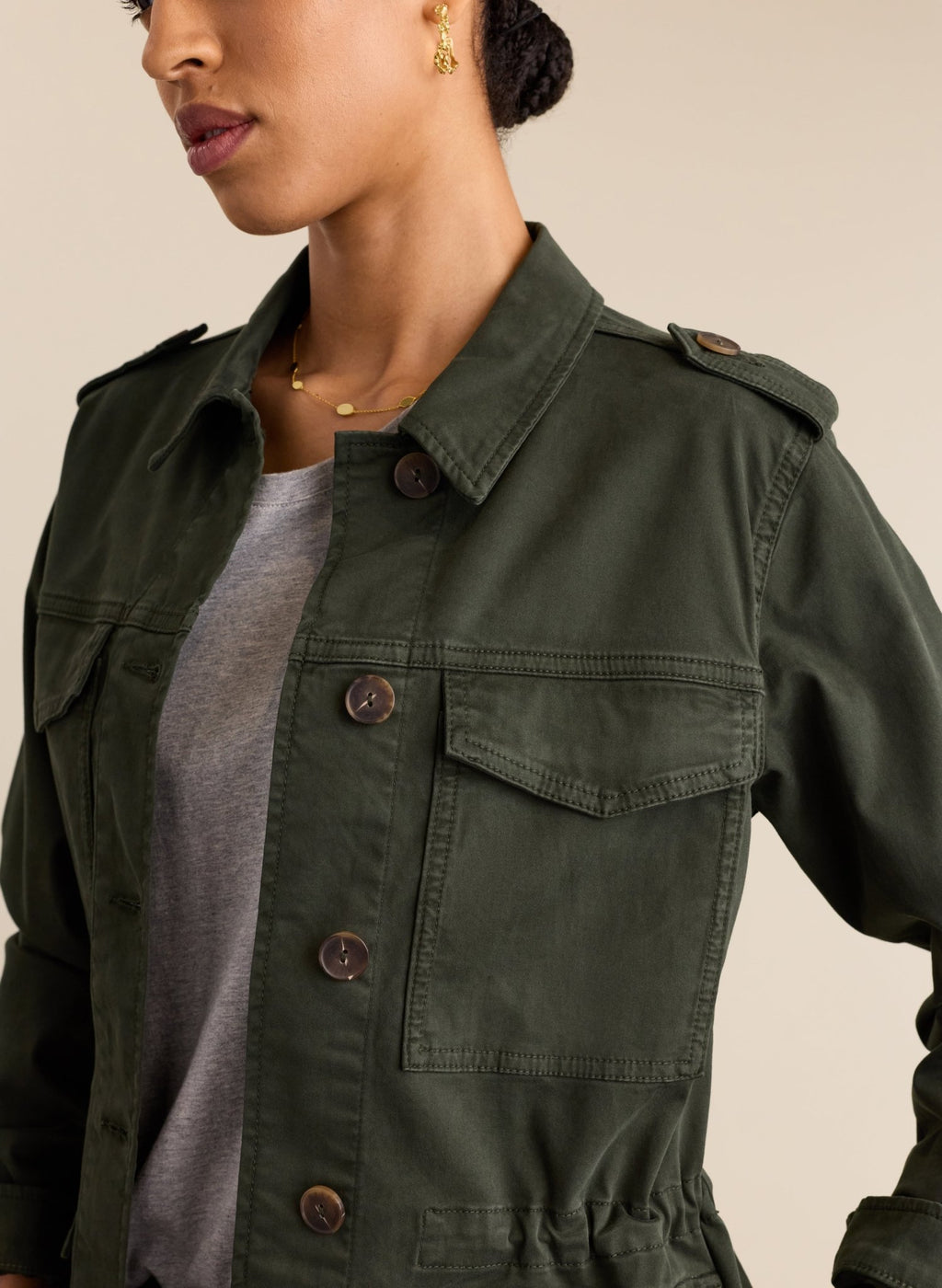 Drake Organic Cotton Utility Jacket - Deep Khaki Baukjen
